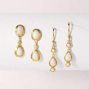 VFE0312 Vintage Opal Drop Hoop Earring