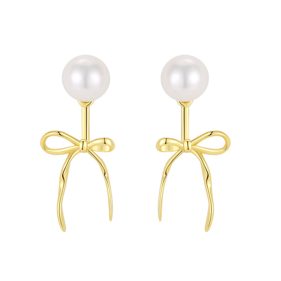 VFE0424 Unique Design Elegant Pearl Bowknot Stud Earrings