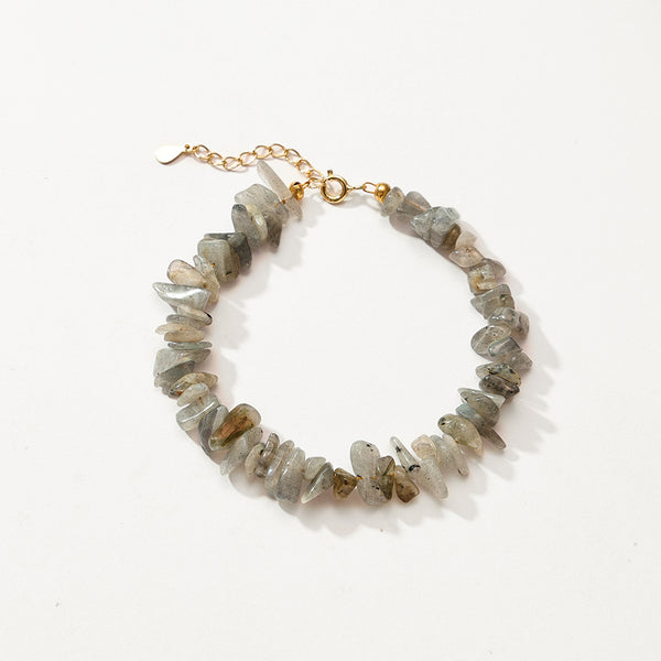 PB0085 925 Sterling Silver Labradorite Chip Bracelet