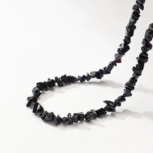 PN0163 925 Sterling Silver Black Stone Clavicle Necklace