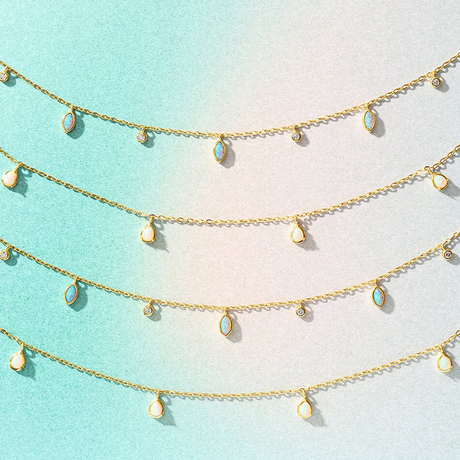 VFX0308 Waterdrop Opal Droplet Necklace