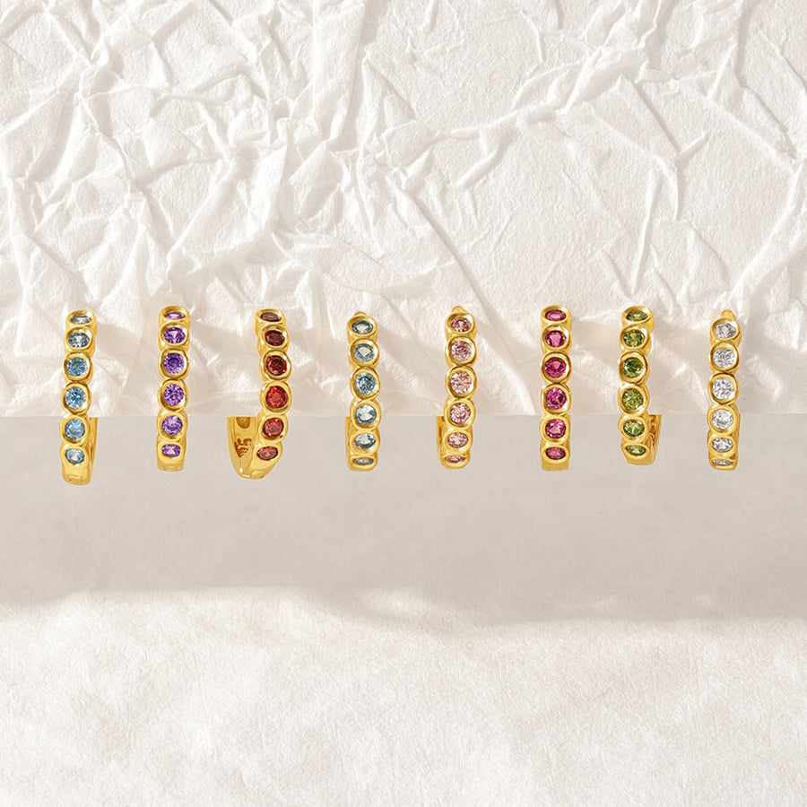 VFE0300 Rainbow Birthstone Huggie Hoop Earring