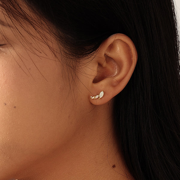 VFE0313 Opal and CZ Wing Ear Climbers Stud Earring