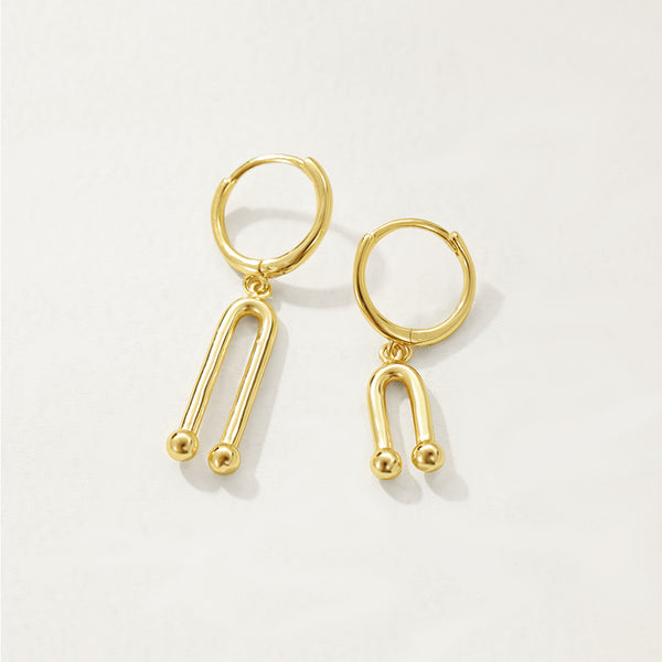 FE2711 925 Sterling Silver Asymmetric Geometric Hoop Earrings