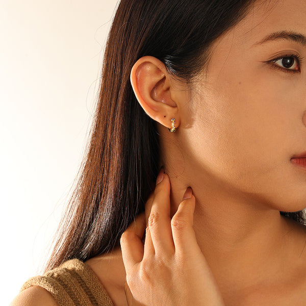 VFE0058 Rainbow CZ Hoop Earrings