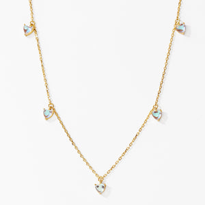 VFN0097 Heart Moonstone Necklace Earring Jewelry Set