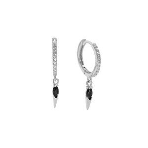 FE2742 925 Sterling Silver CZ Embellished Cone Dangle Hoop Earrings