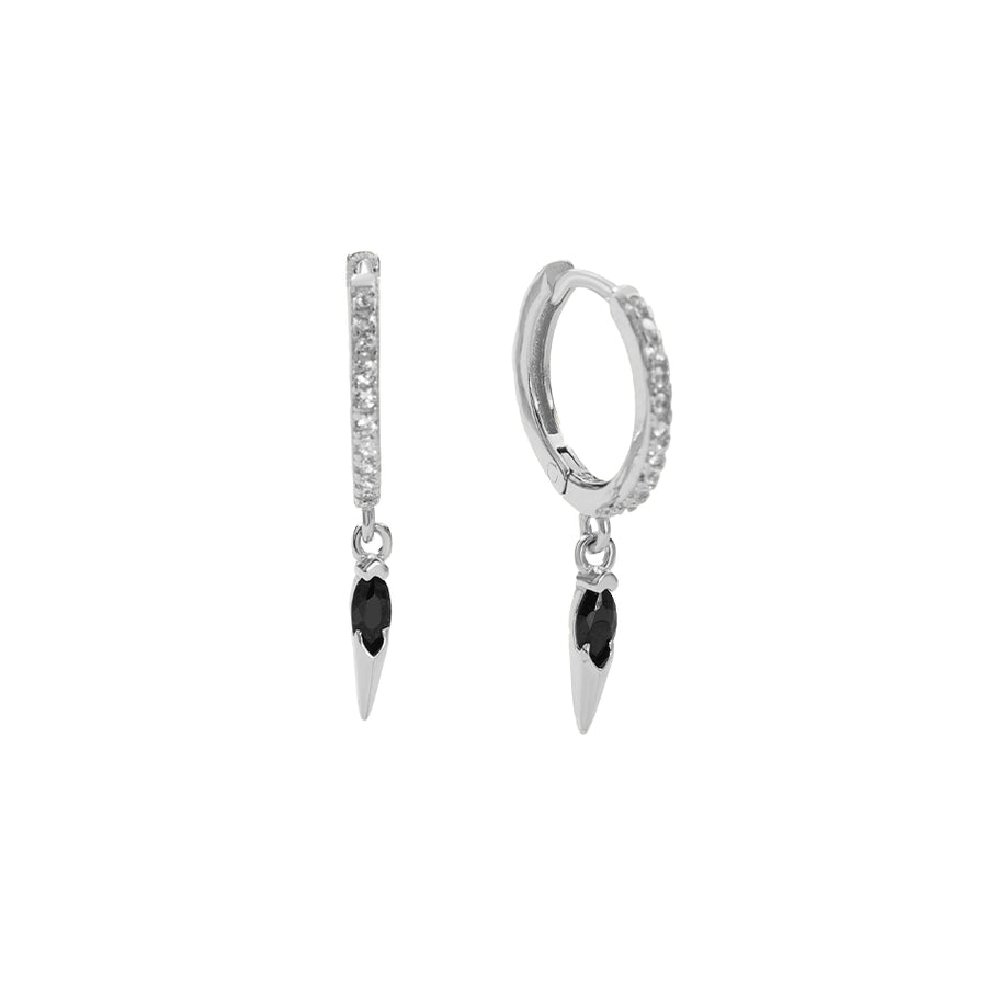FE2742 925 Sterling Silver CZ Embellished Cone Dangle Hoop Earrings