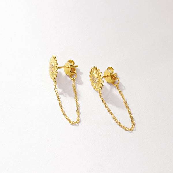 FE2949 925 Sterling Silver CZ Daisy Chain Stud Earring