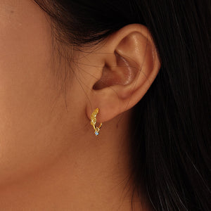 VFE0389 Minimalist Knot Opal Half Hoop Earrings