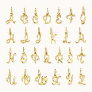 PCN0024 Cursive Initial Letter Charm For Necklace