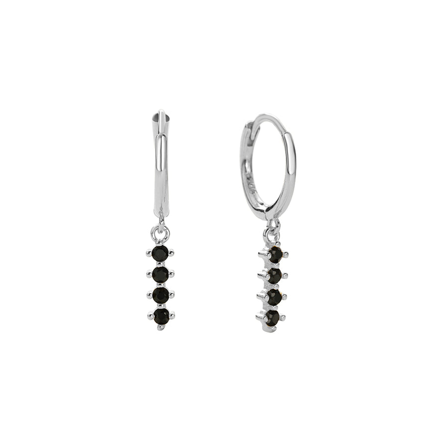 FE2745 925 Sterling Silver Multicolored Zirconia Dangle Hoop Earrings