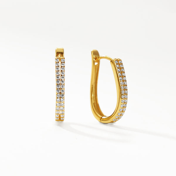 FE3168 U Shape CZ Hoop Earring