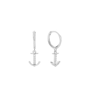 FE2808 925 Sterling Silver Cubic Zirconia Boatsight Dangle Earrings