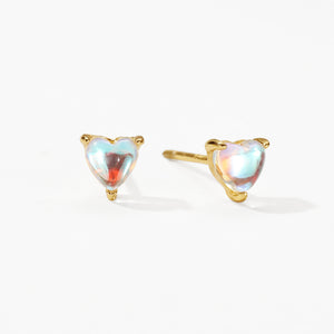 VFN0097 Heart Moonstone Necklace Earring Jewelry Set