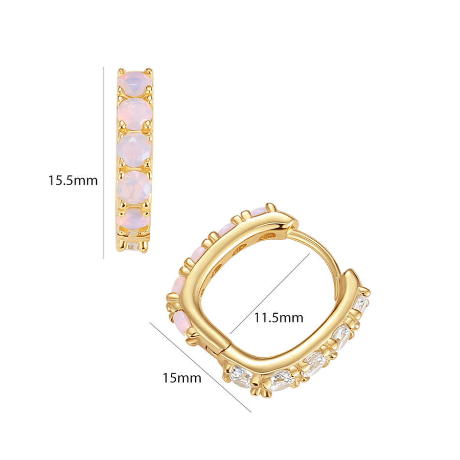 VFE0396 Milky Opal Pink Blue Yellow Nano & CZ Huggie Hoop Earring