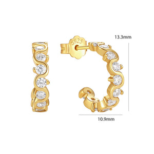 VFE0465 Cubic Zirconia Half Hoop Earring