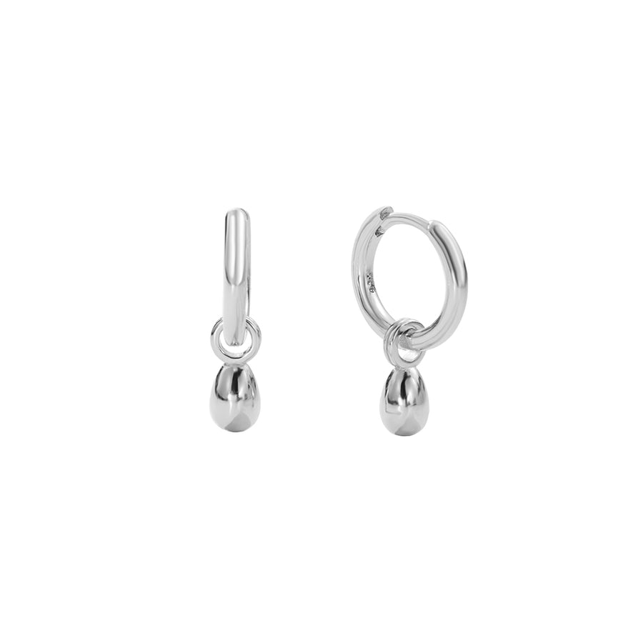 FE2898 925 Sterling Silver Bead Drop Hoop Earrings