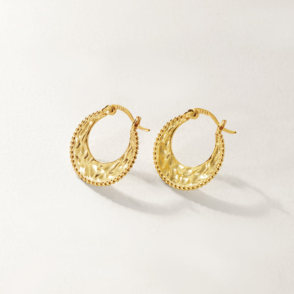 FE2906 925 Sterling Silver Texture Flat Hoop Earrings