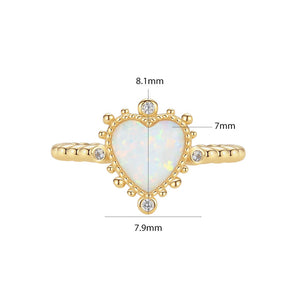 VFJ0327 Vintage Heavenly Opal Heart Women Ring