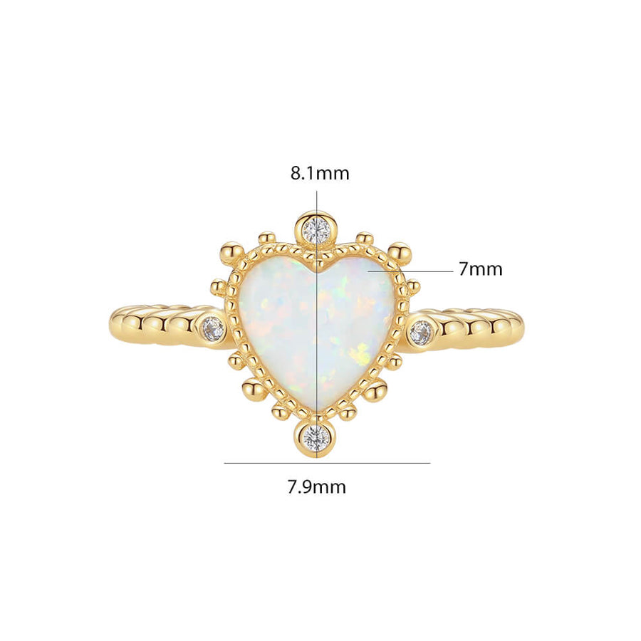 VFJ0327 Vintage Heavenly Opal Heart Women Ring