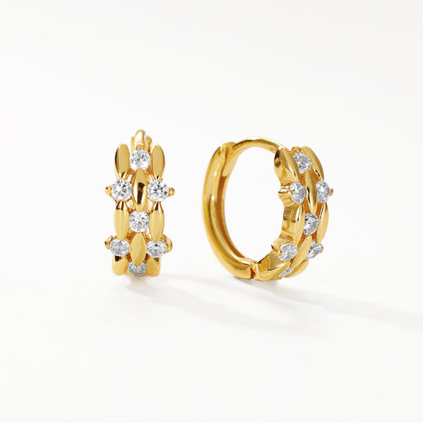 FE3097 Pave Cubic Zirconia Hoop Earring