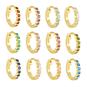 VFE0300 Rainbow Birthstone Huggie Hoop Earring