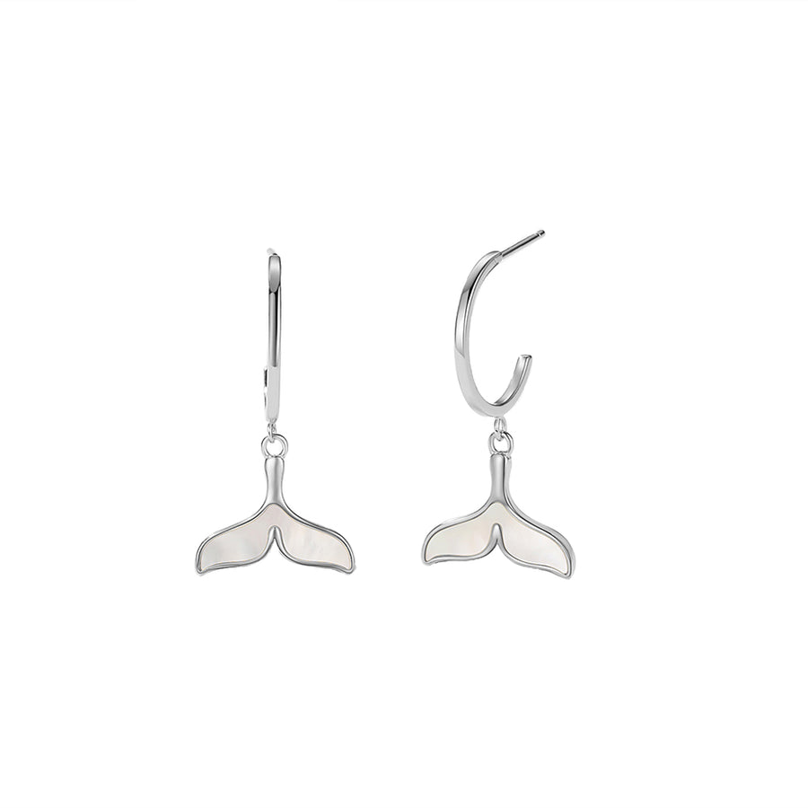 FE2721 925 Sterling Silver Dolphin Tail Dangle Earring