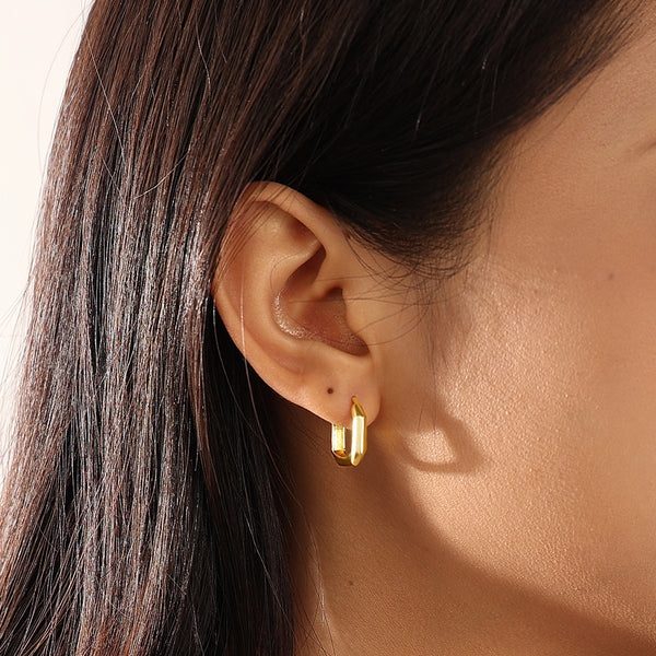 BVFE0722 Brass Geometric Square Hoop Huggie