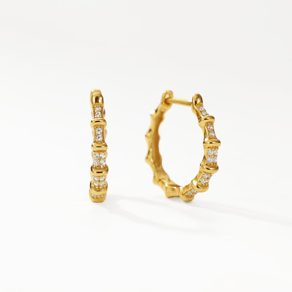FE3139 Bamboo Zirconia Hoop Earring