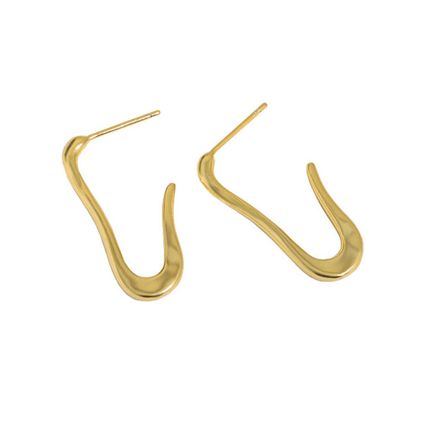 RHE1082 925 Sterling Silver Geometry Gold Women Hoops