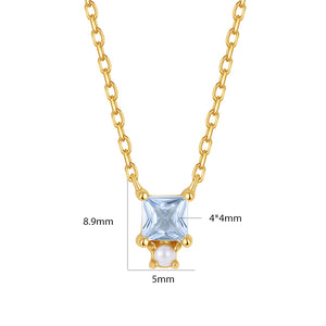 VFX0554 Square Blue Cubic Zirconia Necklace