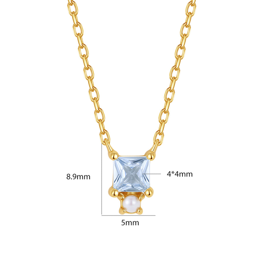 VFX0554 Square Blue Cubic Zirconia Necklace