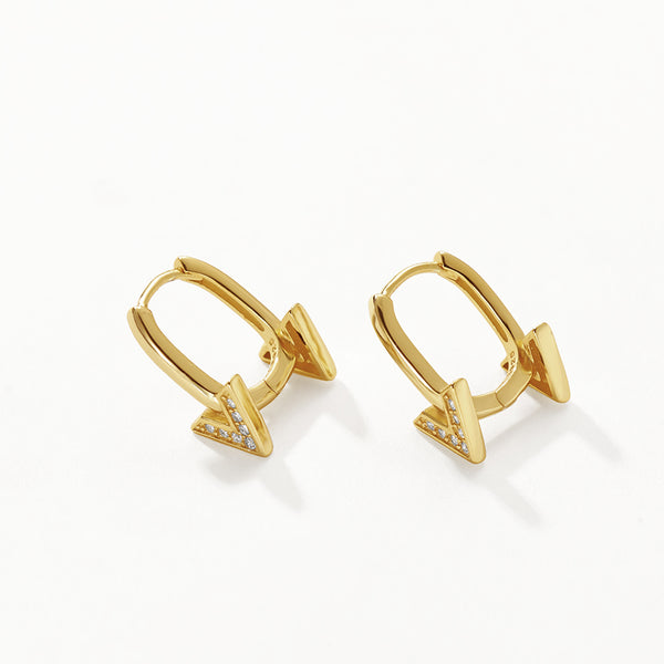 FE3108 Double Arrow CZ Hoop Earring