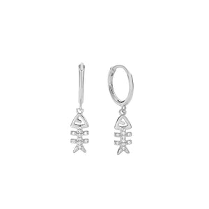FE2716 925 Sterling Silver Zircon Herringbone Dangle Earrings