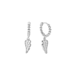 FE2876 925 Sterling Silver Crystal Wigs Dangle Hoop Earrings