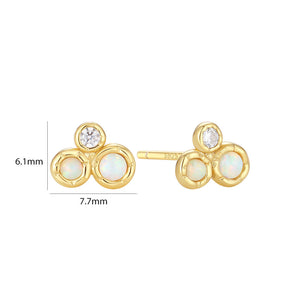 VFE0369 Triple Stone Trio Studs Earrings With Opal & CZ