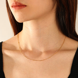 FX1295 925 Sterling Silver Gold Beaded Chain Necklaces