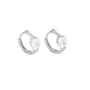 FE2743 925 Sterling Silver Square Colorful Zirconia Hoop Earring
