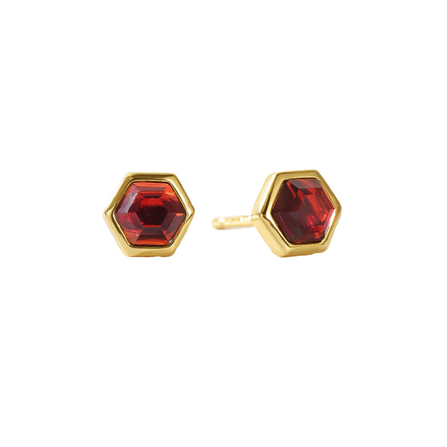 VFE0238 Birthstone Hexagon Natural Stone Stud Earrings