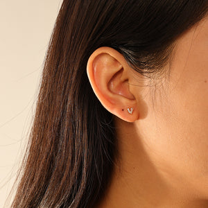 FE2928 925 Sterling Silver V-shaped Screw Piercing Stud Earrings