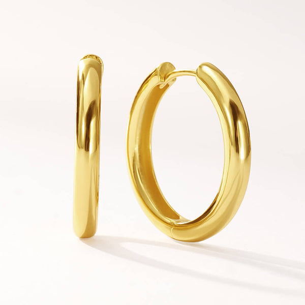 FE3480 Simple High Polish Huggie Hoop Earring