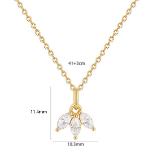 VFX0371 Marquise Cubic Zirconia Opal Flower Pendant Necklace