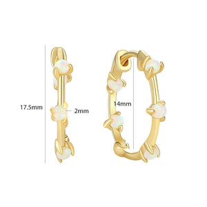 VFE0325 Dainty Huggie Hoops With Opal