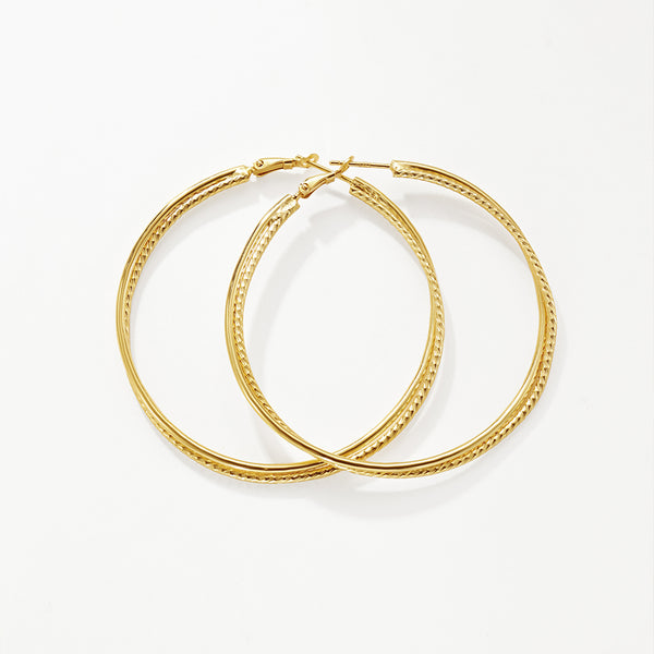 FE3199 Double Circle Big Hoop Earring