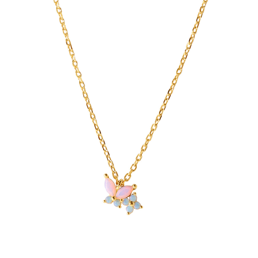 VFX0144 Milky Opal Pink Nano Butterfly Necklace