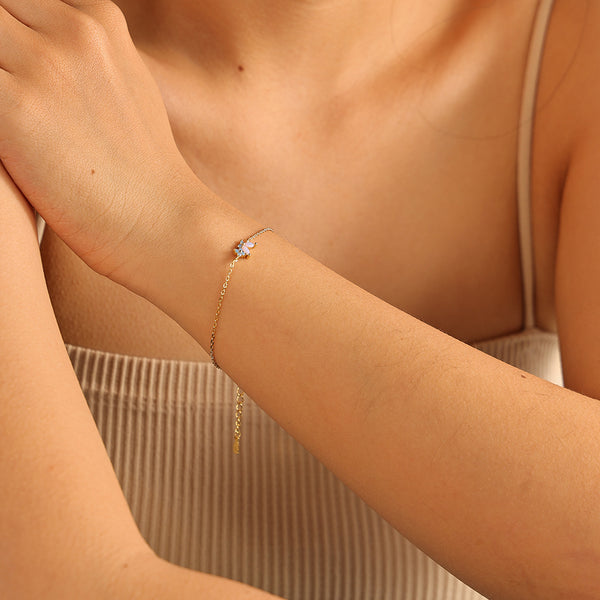 VFS0143 Milky Opal Pink Nano Butterfly Flower Women Bracelet