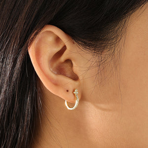 FE2243 925 Sterling Silver Minimalist Cubis Zirconia Trio Hoop Earrings