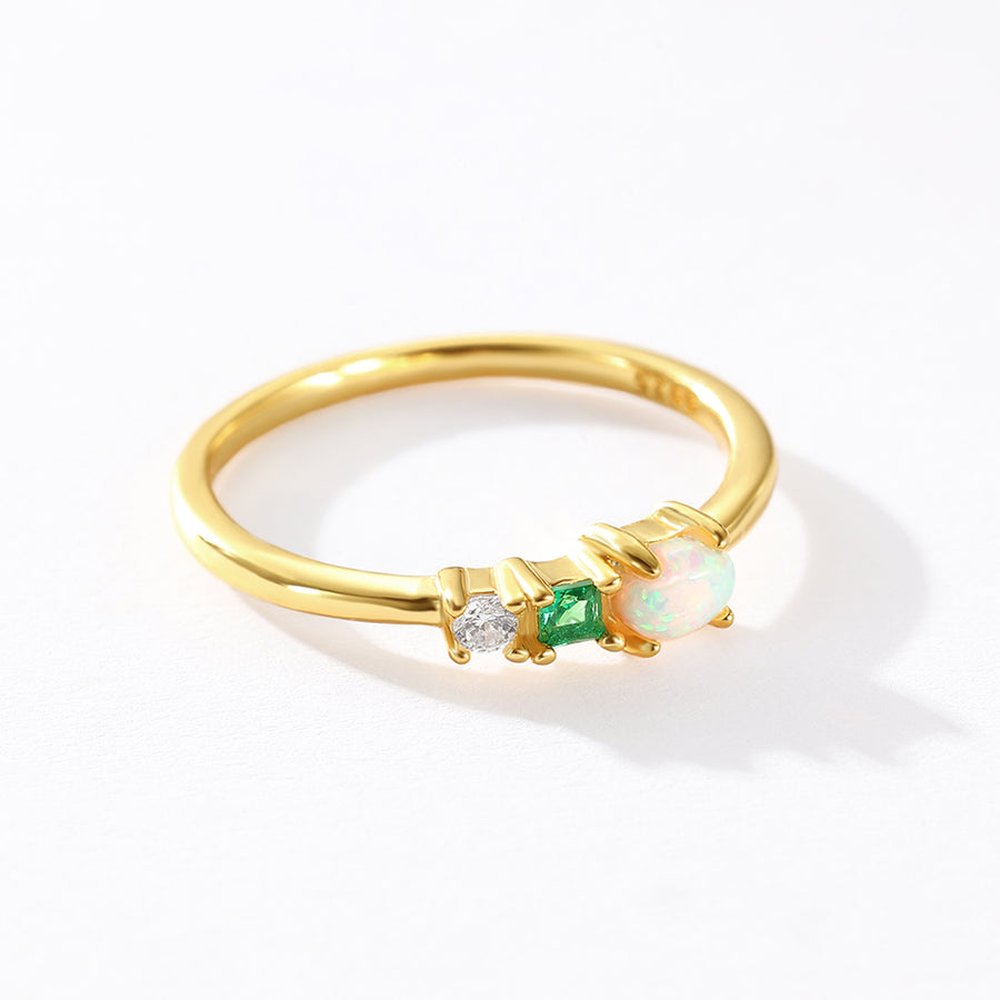 VFJ0459 Oval Opal CZ Band Ring