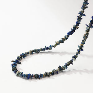 PN0159 925 Sterling Silver Authentic Lapis Chip Necklace